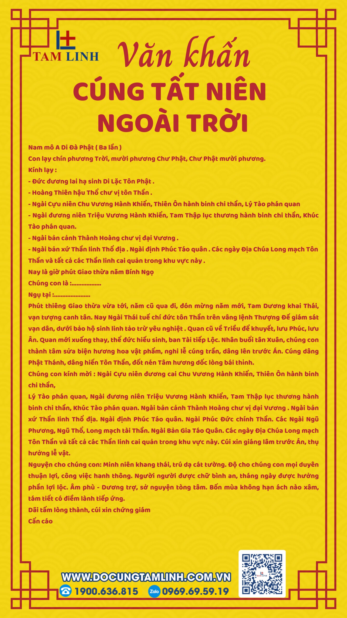 Bài văn khấn cúng tất niên ngoài trời