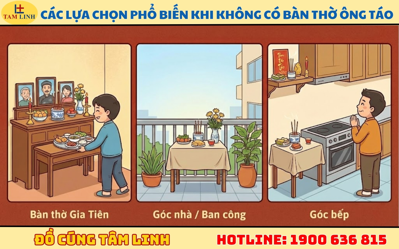 Các lựa chọn phổ biến khi không có bàn thờ ông Táo