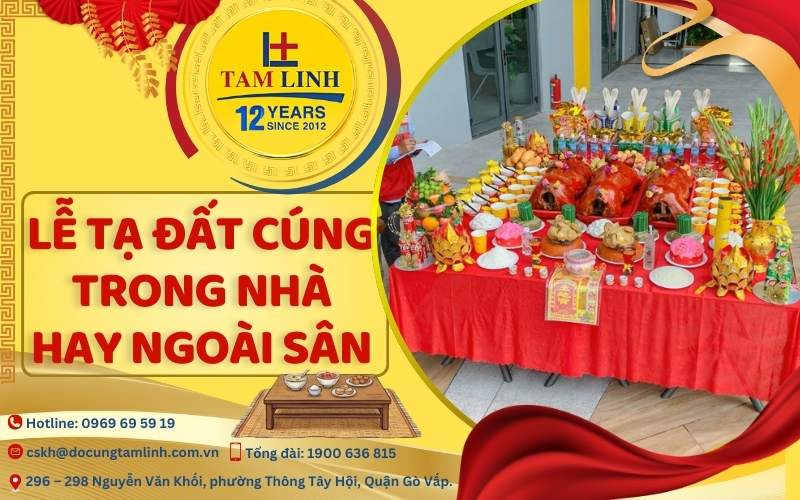 Làm lễ tạ đất cúng trong nhà hay ngoài sân