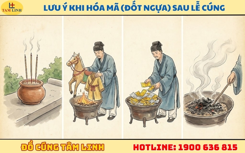 lưu ý khi hóa mã (đốt ngựa) sau lễ cúng