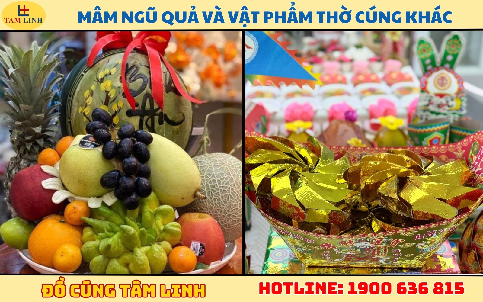 Mâm ngũ quả và vật phẩm thờ cúng khác