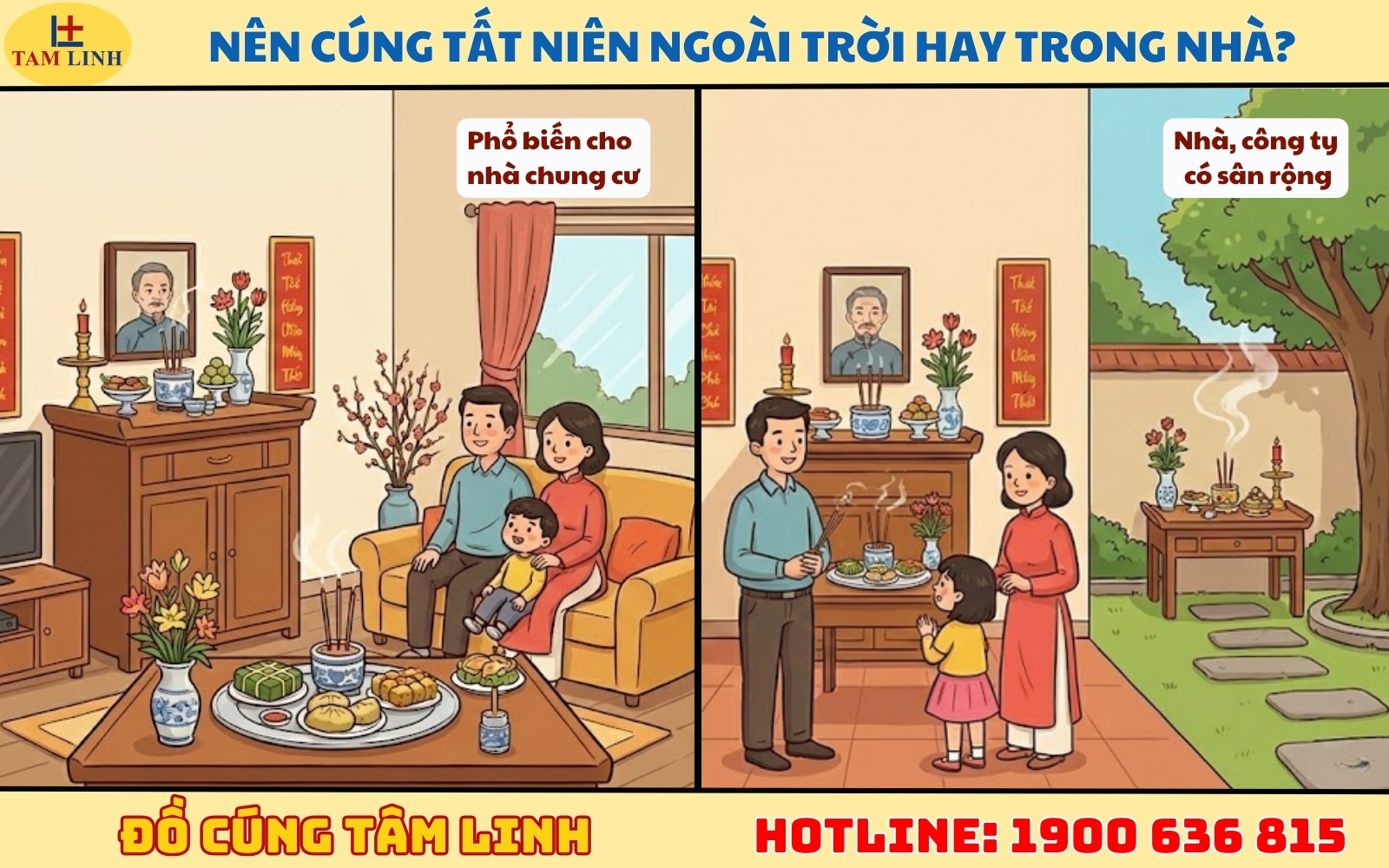 Nên cúng tất niên ngoài trời hay trong nhà