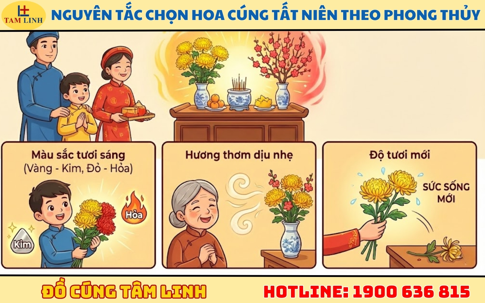 Nguyên tắc chọn hoa cúng Tất niên theo phong thủy