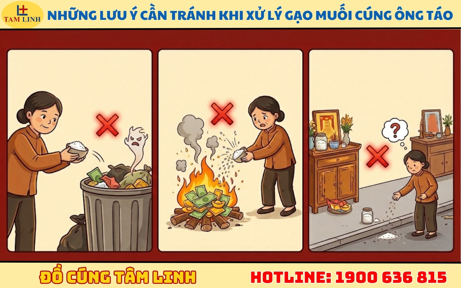 Những lưu ý cần tránh khi xử lý gạo muối cúng ông Táo