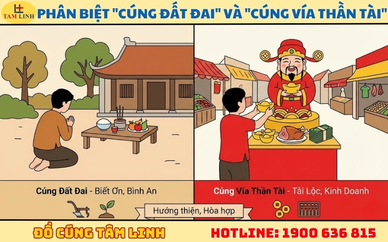 Phân biệt _Cúng Đất Đai_ và _Cúng Vía Thần Tài