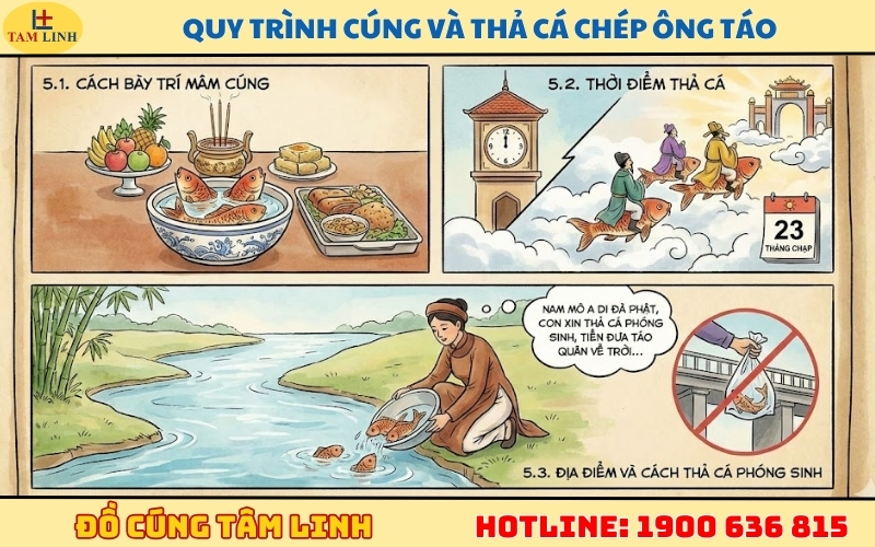 Quy trình cúng và thả cá chép ông Táo đúng nghi thức