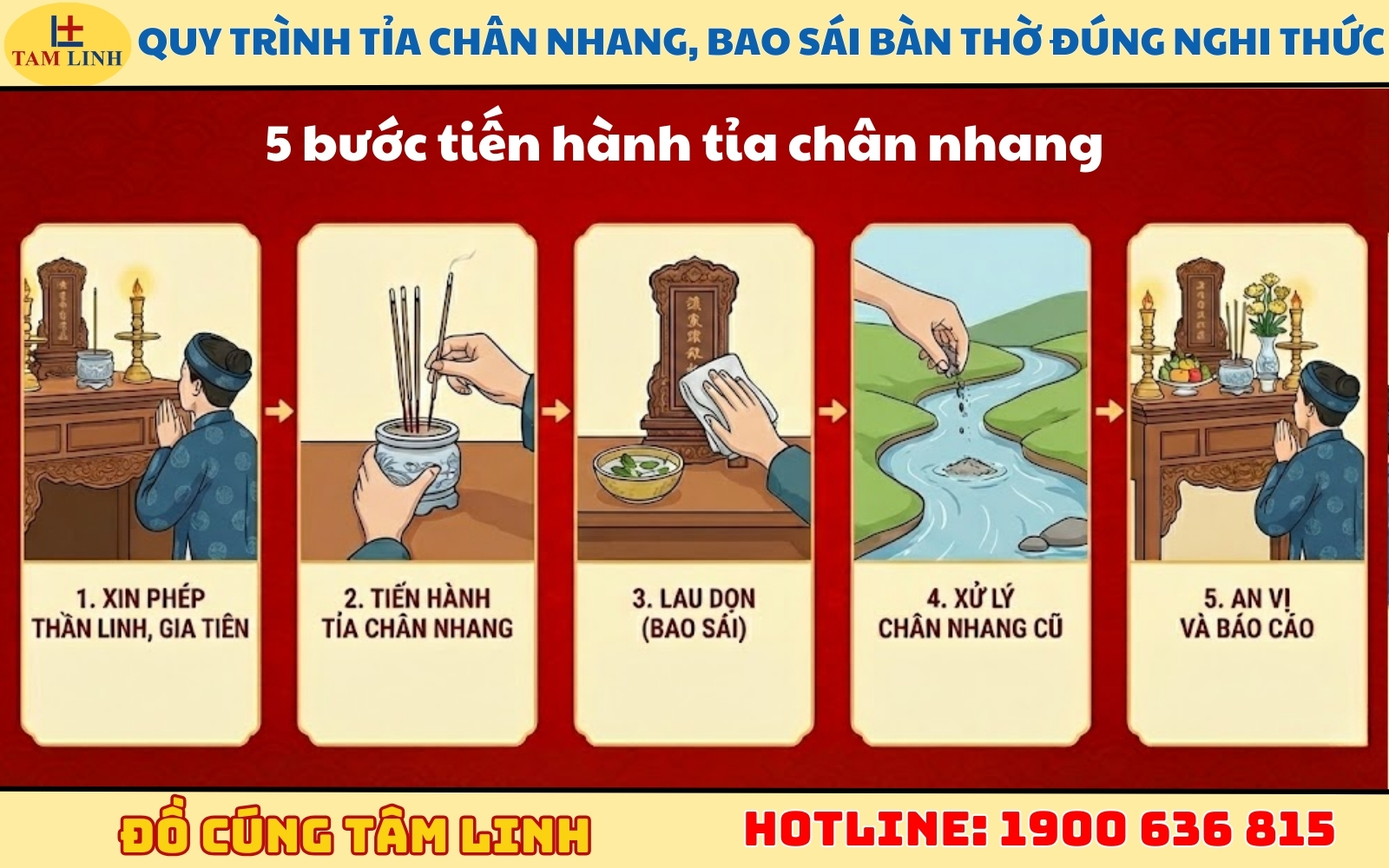 Quy trình tỉa chân nhang, bao sái bàn thờ đúng nghi thức