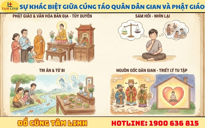 Sự khác biệt giữa cúng Táo Quân dân gian và Phật giáo