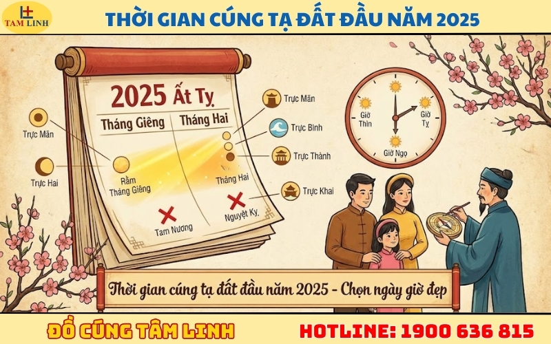 Thời gian cúng tạ đất đầu năm 2025 ngày nào tốt