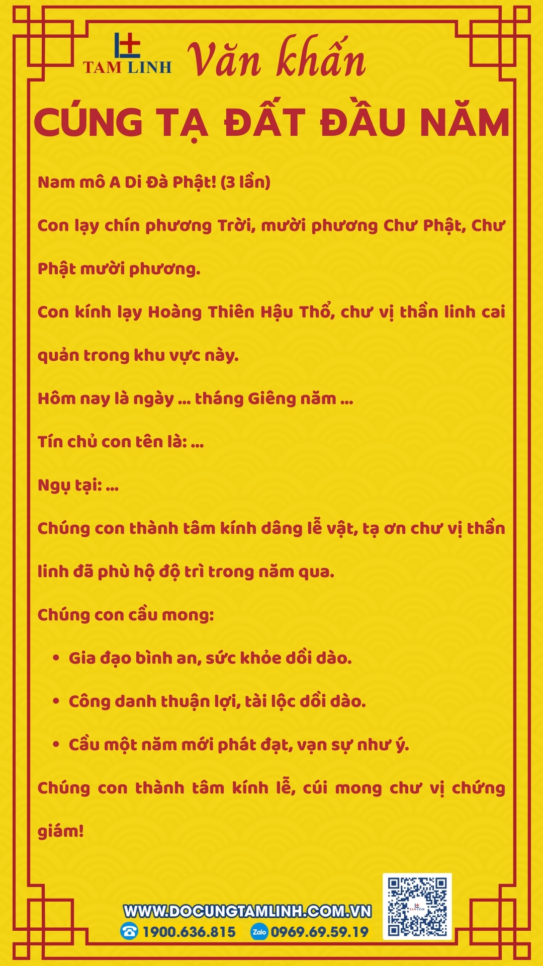 Văn khấn cúng tạ đất đầu năm