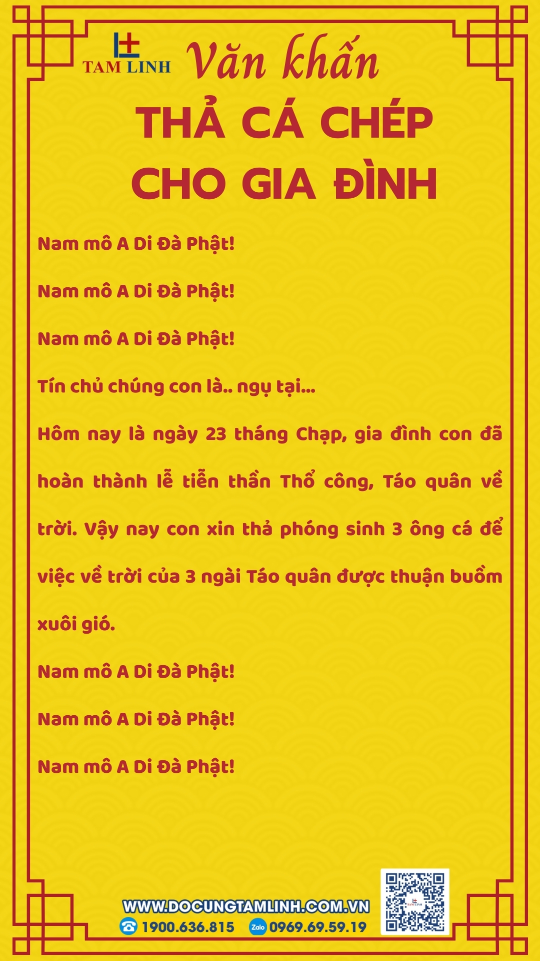 Văn khấn thả cá chép cho gia đình