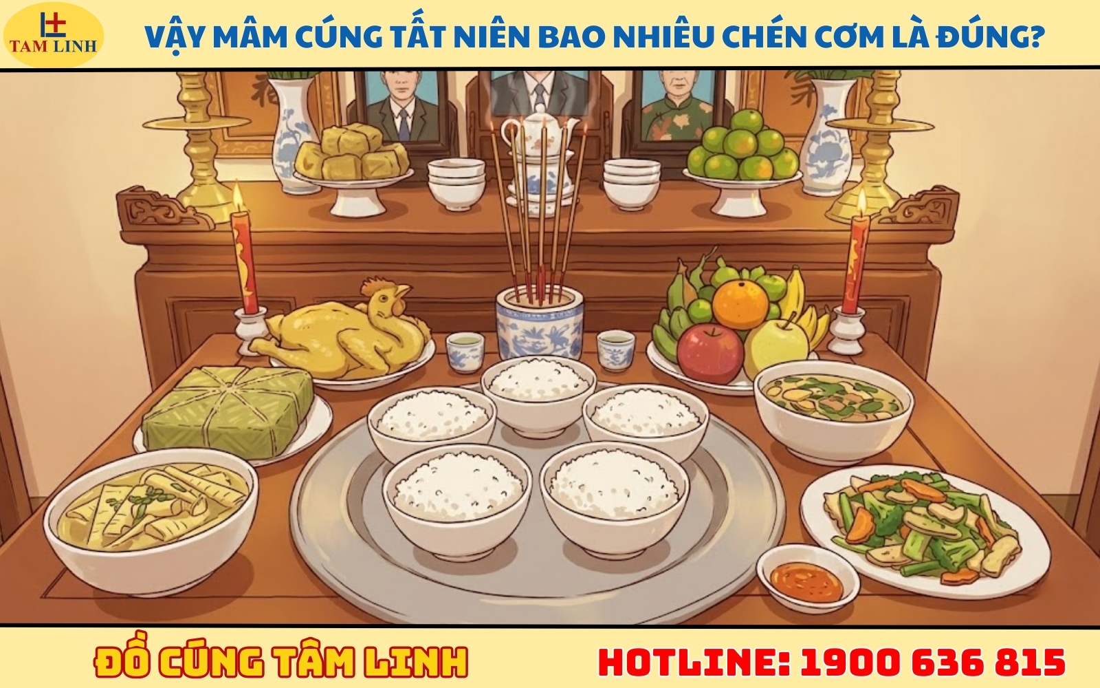 Vậy mâm cúng tất niên bao nhiêu chén cơm là đúng