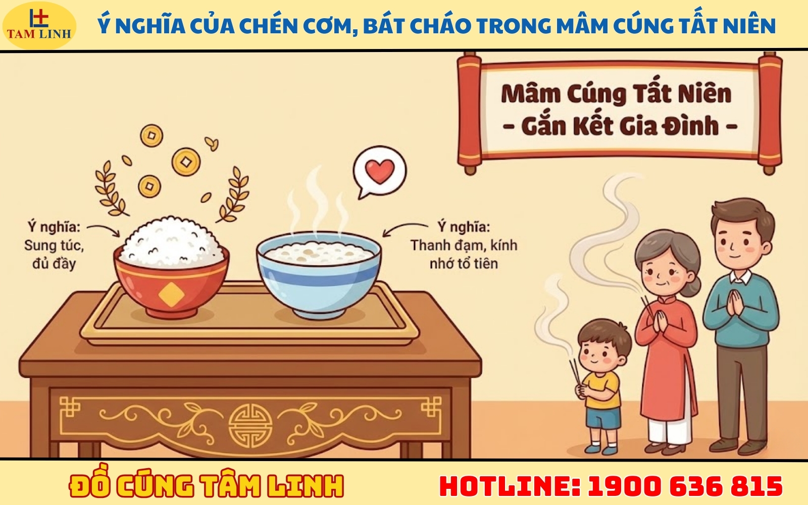 Ý nghĩa của chén cơm, bát cháo trong mâm cúng Tất niên