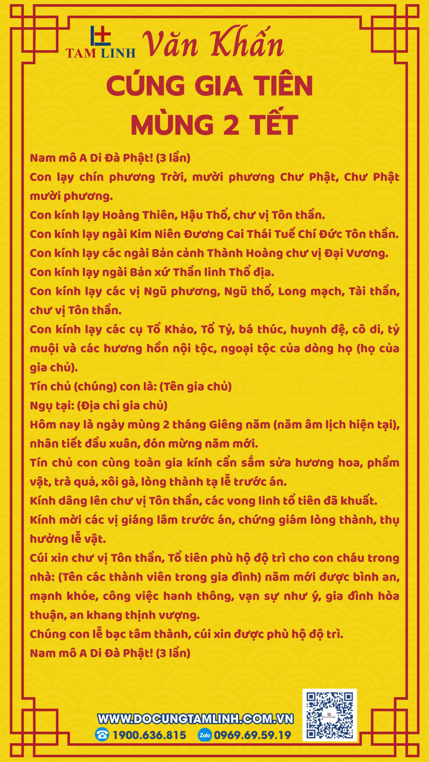 Văn khấn Thần Linh mùng 2 Tết