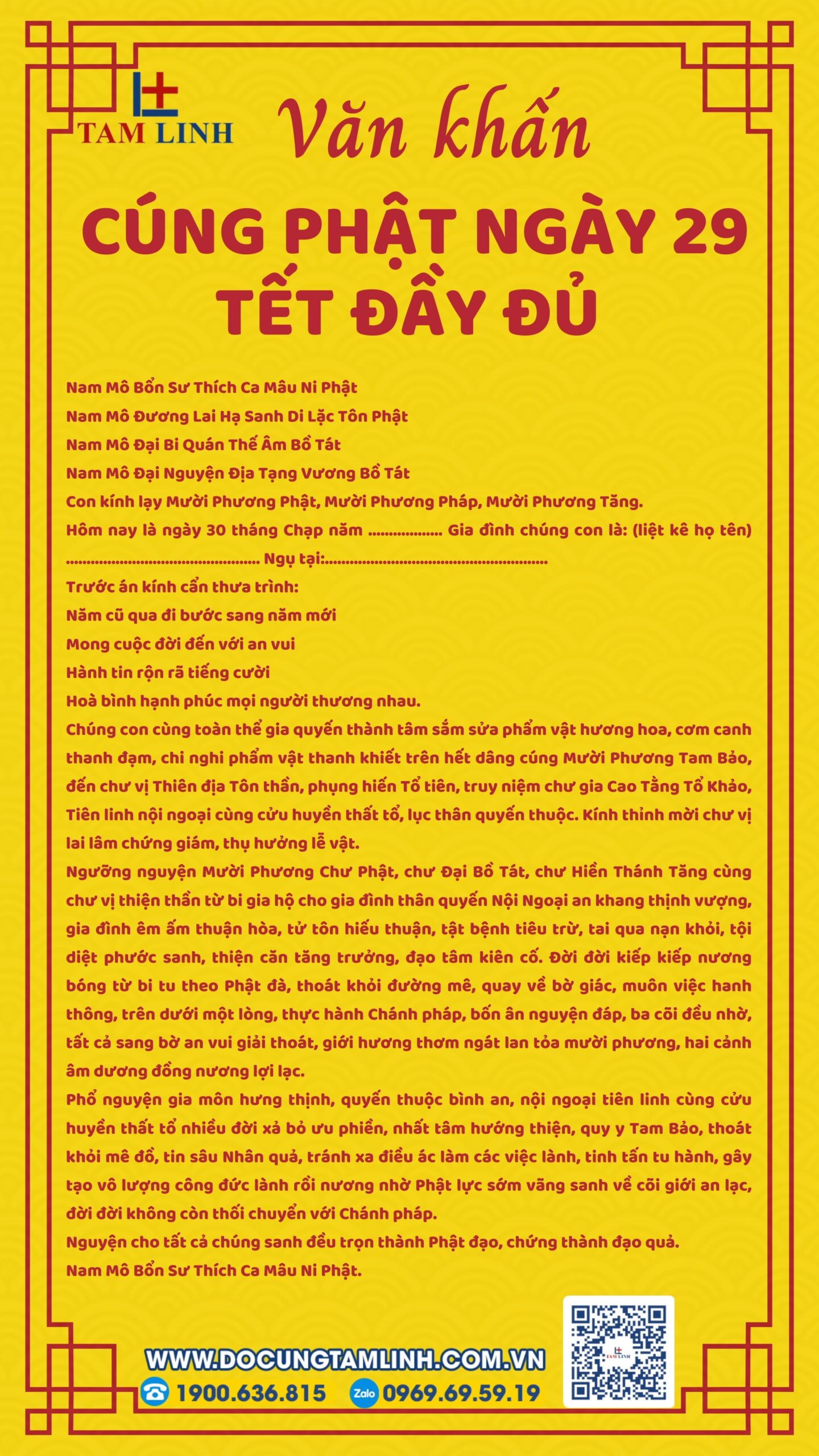 Bài văn khấn cúng Phật ngày 29 Tết đầy đủ