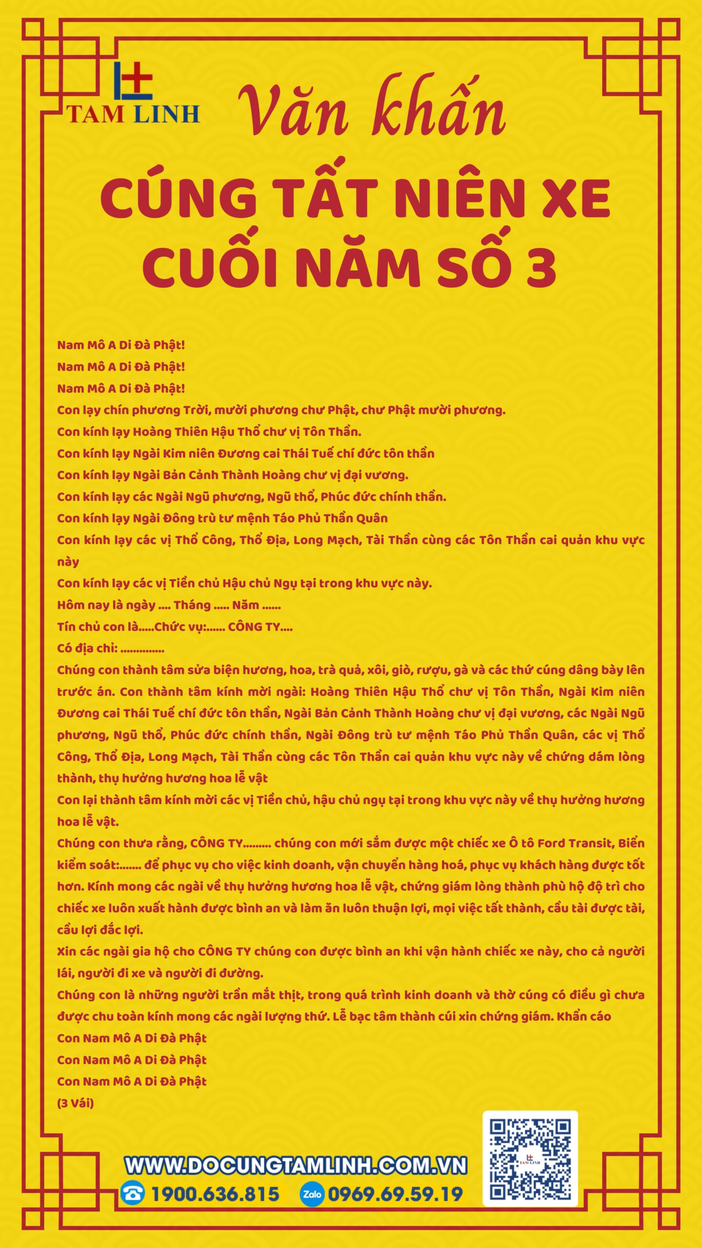 Bài văn khấn cúng tất niên xe cuối năm số 3