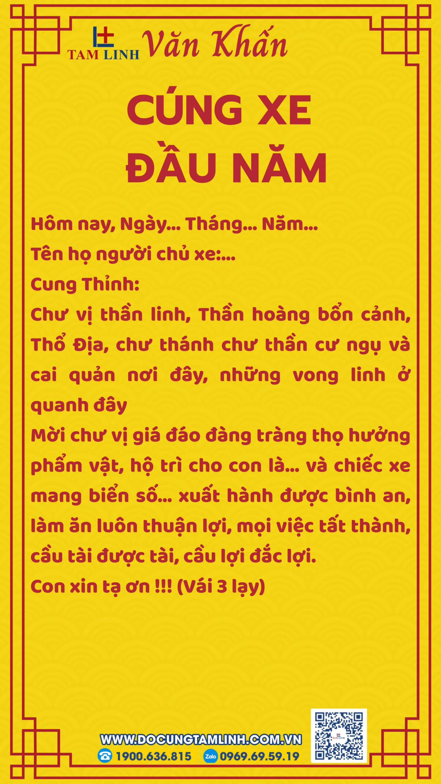 Bài văn khấn cúng xe đầu năm chuẩn nhất 2026