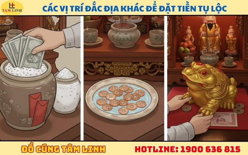 Các vị trí đắc địa khác để đặt tiền tụ lộc