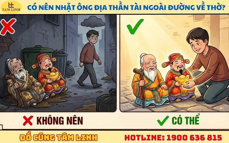 có nên nhặt ông địa thần tài ngoài đường về thờ