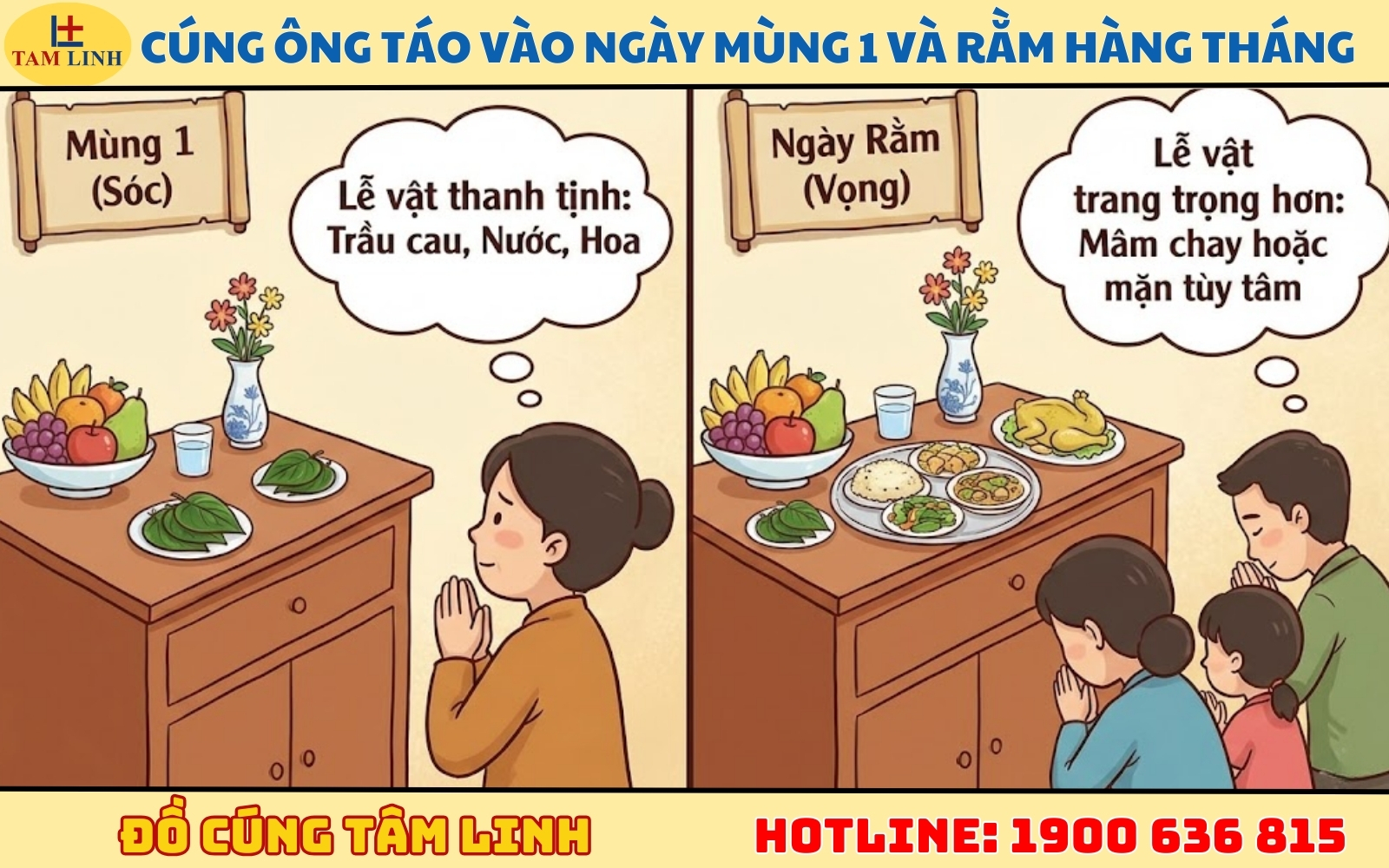 Cúng ông Táo vào ngày Mùng 1 và Rằm hàng tháng