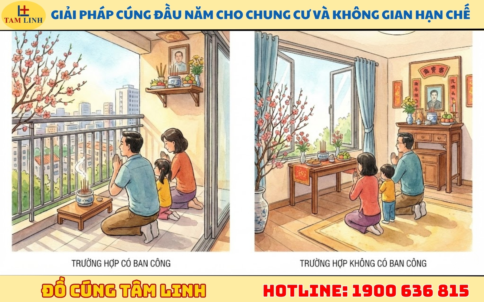 Giải pháp cúng đầu năm cho chung cư và không gian hạn chế
