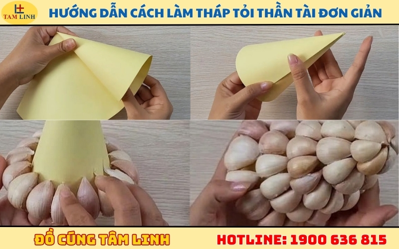 Hướng dẫn cách làm tháp tỏi Thần Tài đẹp, đơn giản tại nhà