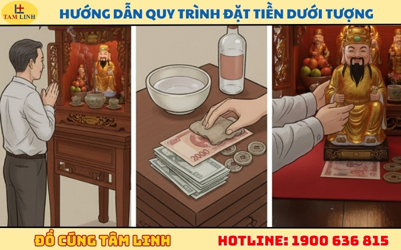 Hướng dẫn quy trình đặt tiền dưới tượng