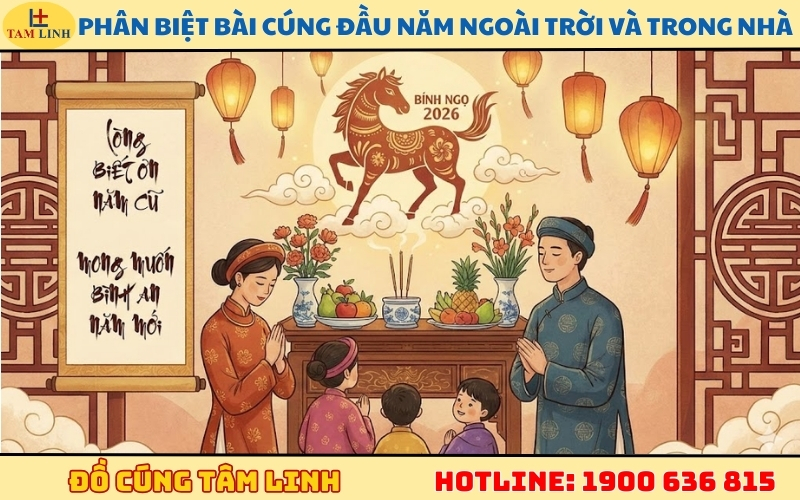 Phân biệt bài cúng đầu năm ngoài trời và trong nhà