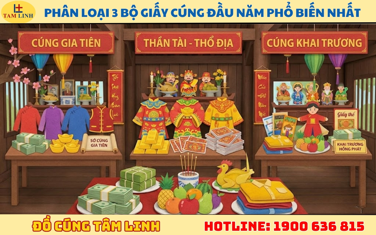 Phân loại 3 bộ giấy cúng đầu năm phổ biến nhất