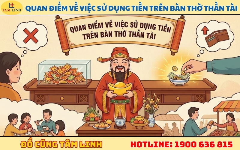 Quan điểm về việc sử dụng tiền trên bàn thờ Thần Tài