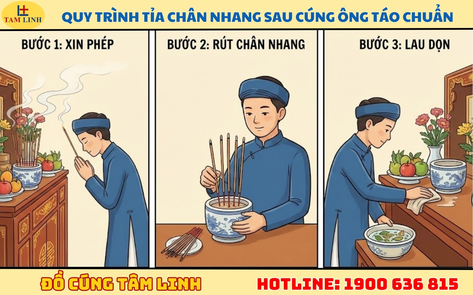 Quy trình rút tỉa chân nhang sau cúng ông Táo chuẩn