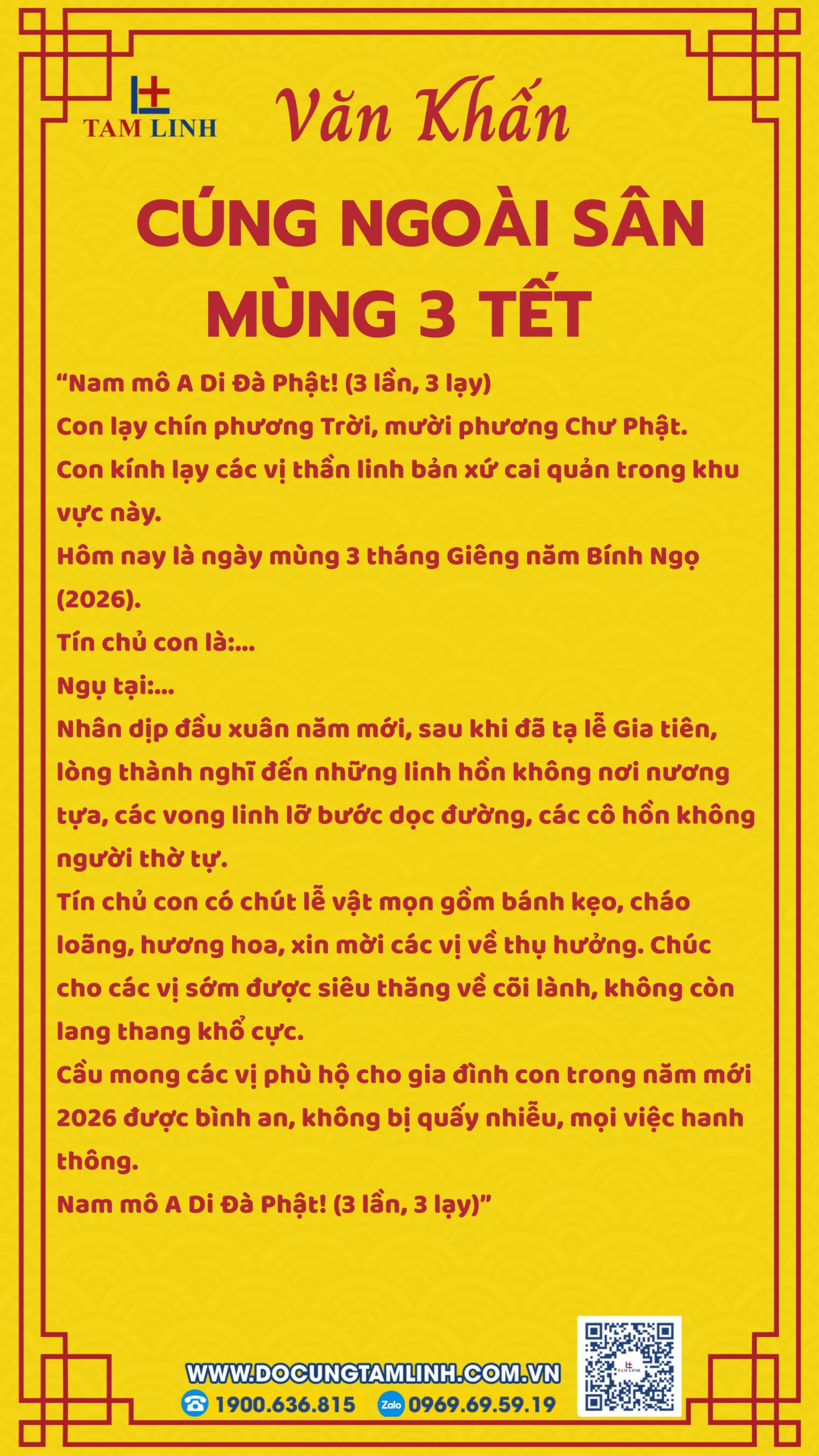 Văn khấn cúng ngoài sân mùng 3 Tết 