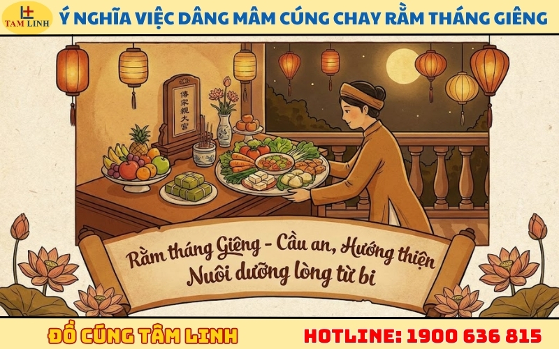 Ý nghĩa việc dâng mâm cúng chay Rằm tháng giêng