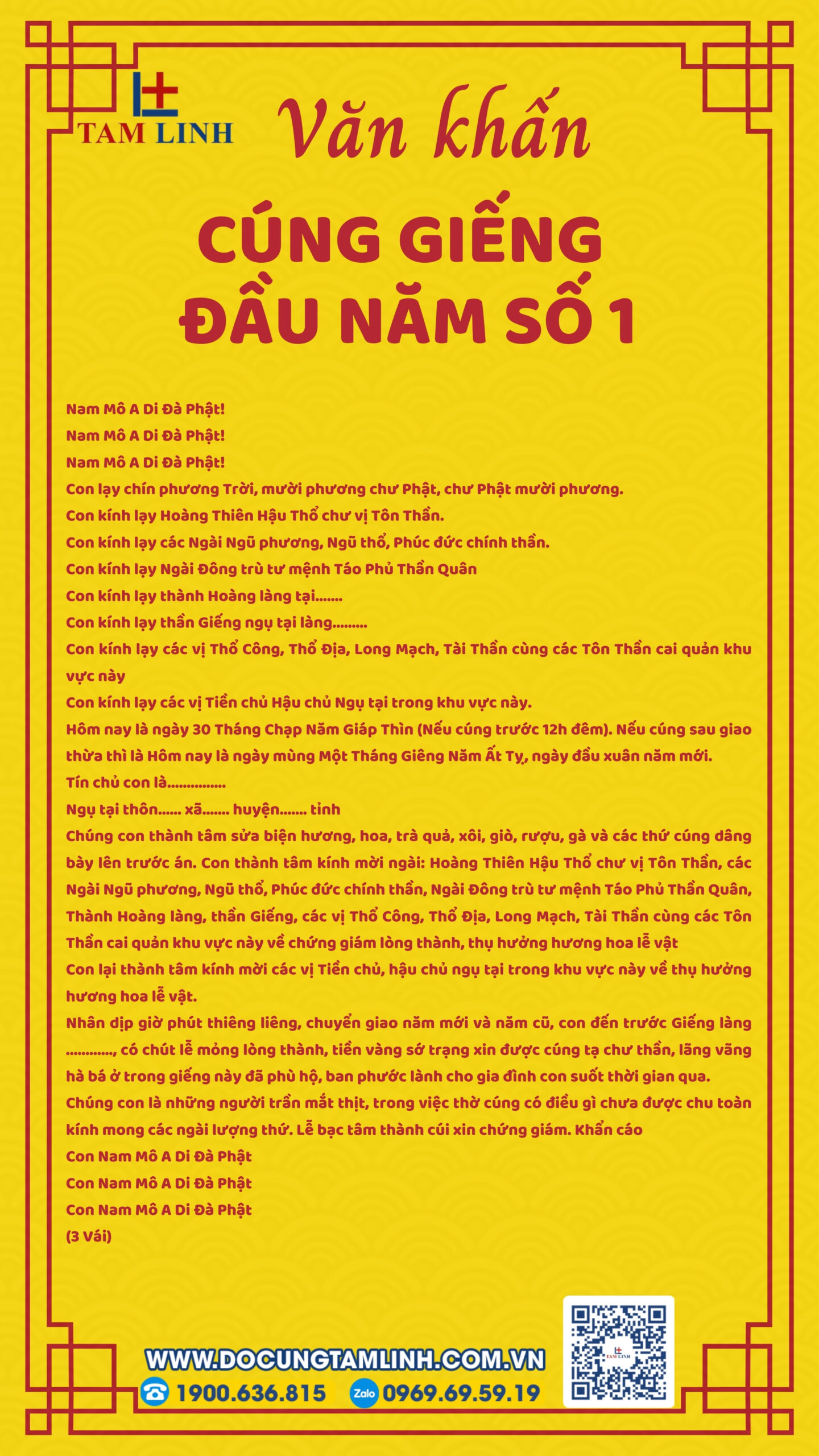 Bài cúng giếng đầu năm số 1