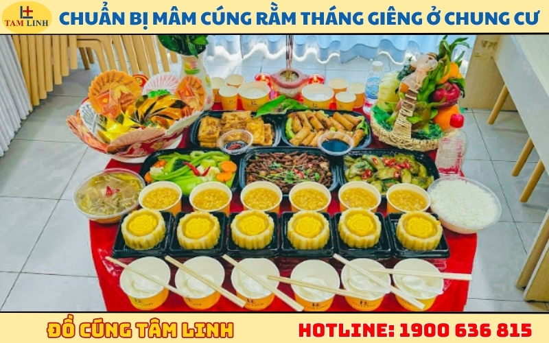 Chuẩn bị mâm cúng Rằm tháng Giêng ở chung cư