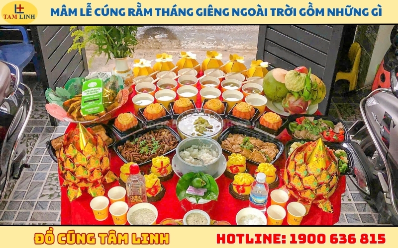 Mâm lễ cúng rằm tháng Giêng ngoài trời gồm những gì