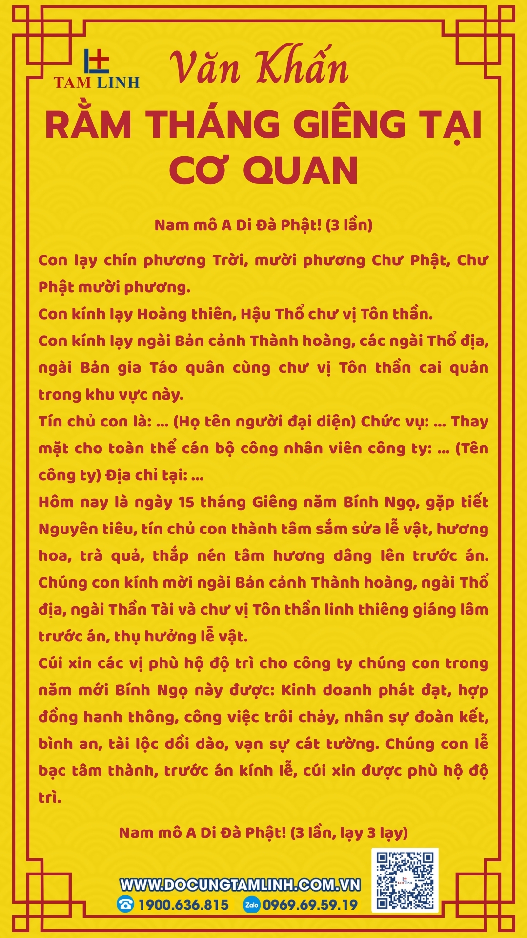 Văn Khấn Rằm tháng Giêng tại cơ quan