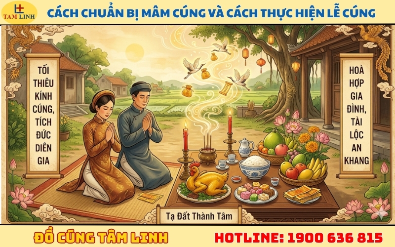 Cách chuẩn bị mâm cúng và cách thực hiện lễ cúng