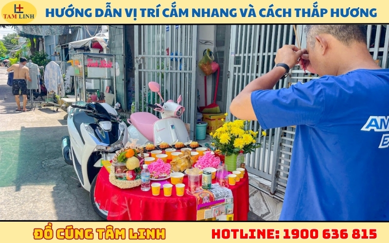 chọn vị trí cắm nhang và cách thắp hương