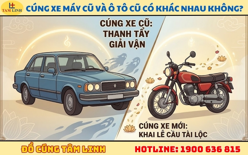 Cúng xe máy cũ và ô tô cũ có khác nhau không