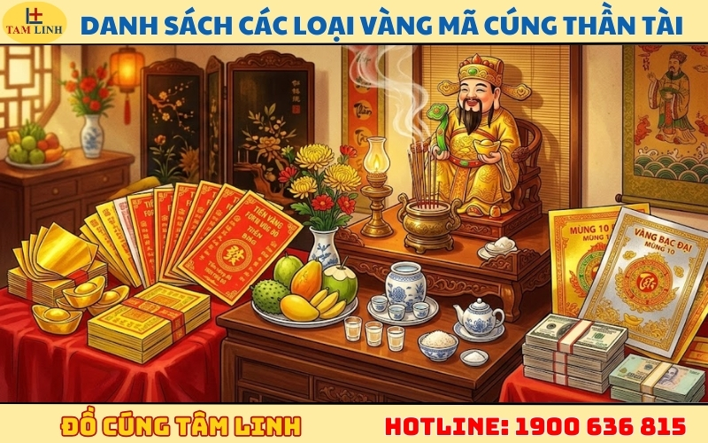 Danh sách các loại vàng mã cúng thần tài không thể thiếu