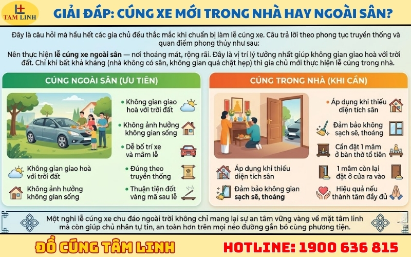 Giải đáp_ Cúng xe mới trong nhà hay ngoài sân