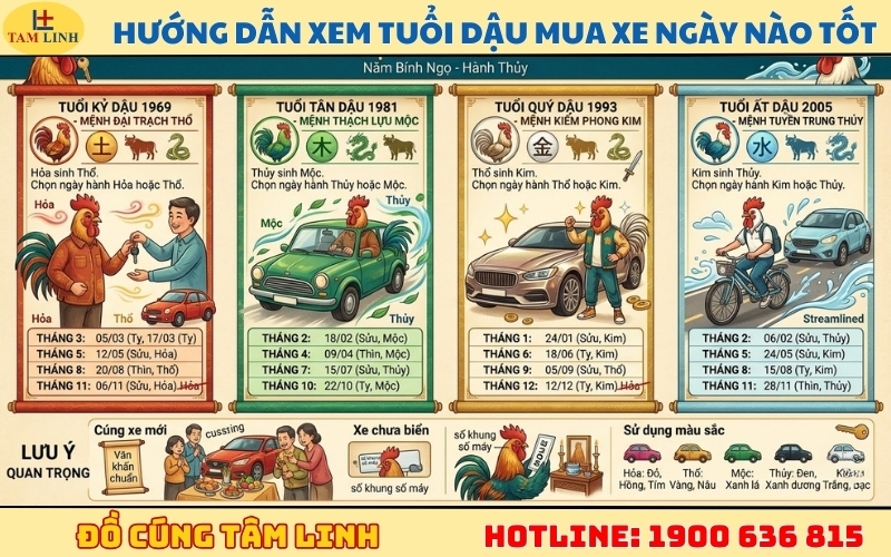 Hướng dẫn xem tuổi Dậu mua xe ngày nào tốt theo từng năm sinh