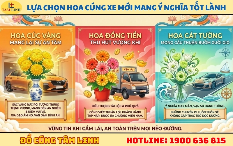 Lựa chọn hoa cúng xe mới mang ý nghĩa tốt lành