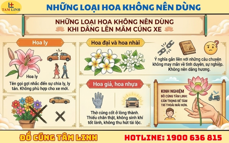 Những loại hoa không nên dùng khi dâng lên mâm cúng xe