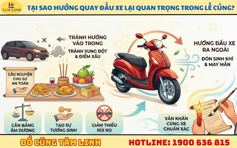 Tại sao hướng quay đầu xe lại quan trọng trong lễ cúng