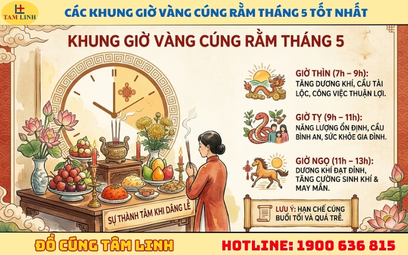 Các khung giờ vàng cúng rằm tháng 5 tốt nhất