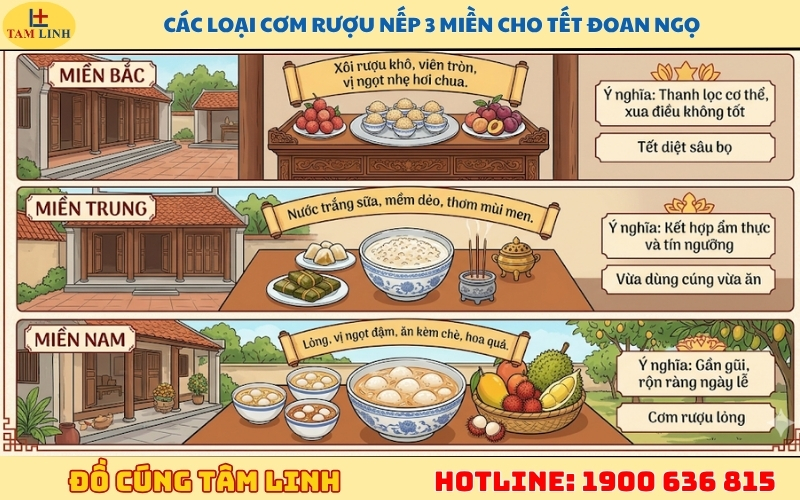 Các loại cơm rượu nếp 3 miền cho Tết Đoan Ngọ