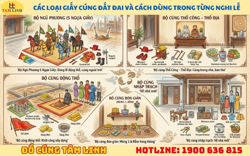 Các loại giấy cúng đất đai và cách dùng trong từng nghi lễ