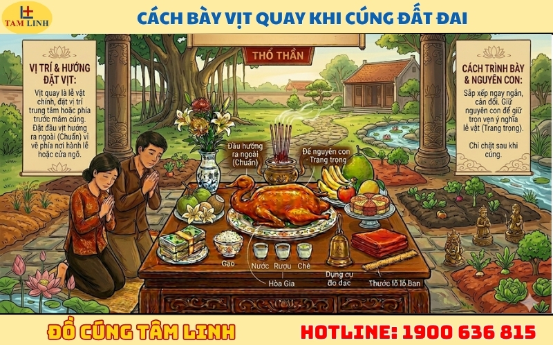 Cách bày vịt quay khi cúng đất đai